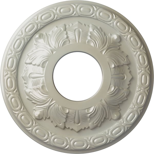 Ekena Millwork Leaf Ceiling Medallion (Fits Canopies up to 4 3/4"), 11 3/8"OD x 3 5/8"ID x 1 1/8"P, Flash Blue CM11LFFBS - main